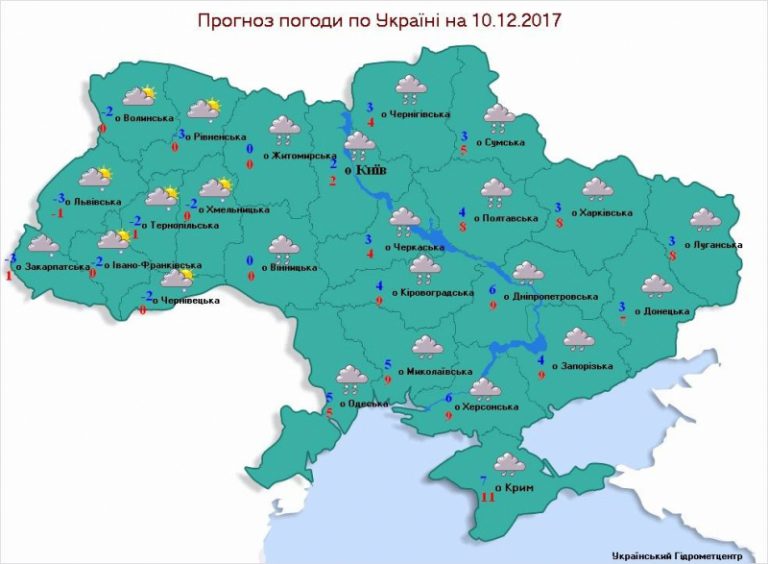 Какой буде погода в Украине 10 декабря?