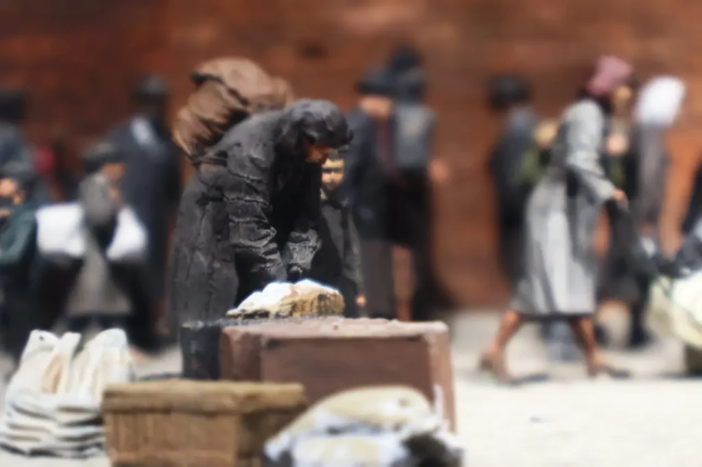 Макет євреї, які йдуть на смерть