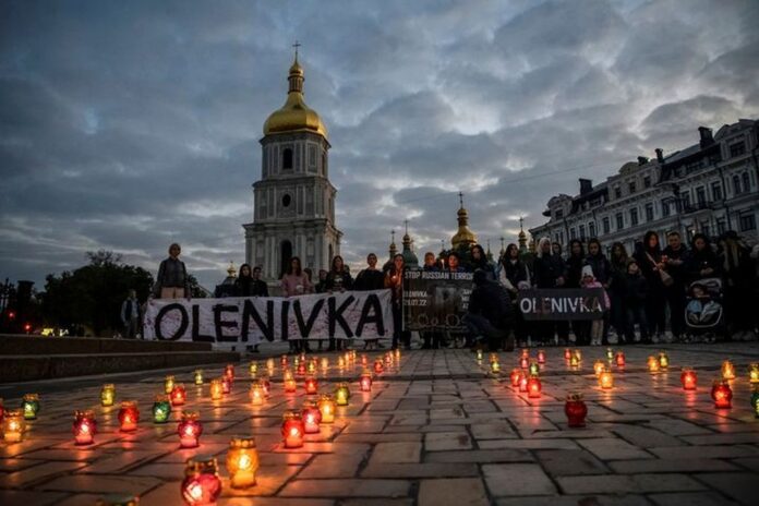 акция чествования погибших в Оленовке
