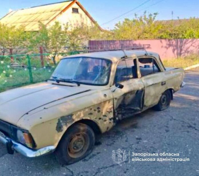 российский дрон атаковал автомобиль в Запорожской области