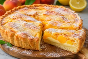 Пирог с персиками