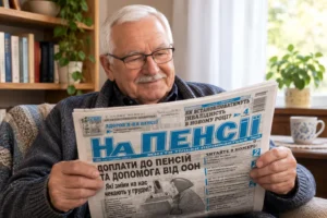Пенсионер читает газету На пенсии