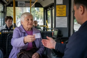 Пенсионерка в транспорте