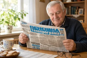 Пенсіонер читає Пенсійну Телепрограму