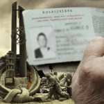 Чорнобильське посвідчення на фоні ЧАЕС