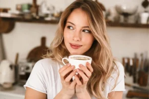 Дівчина з чашкою кави