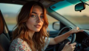 дівчина за кермом