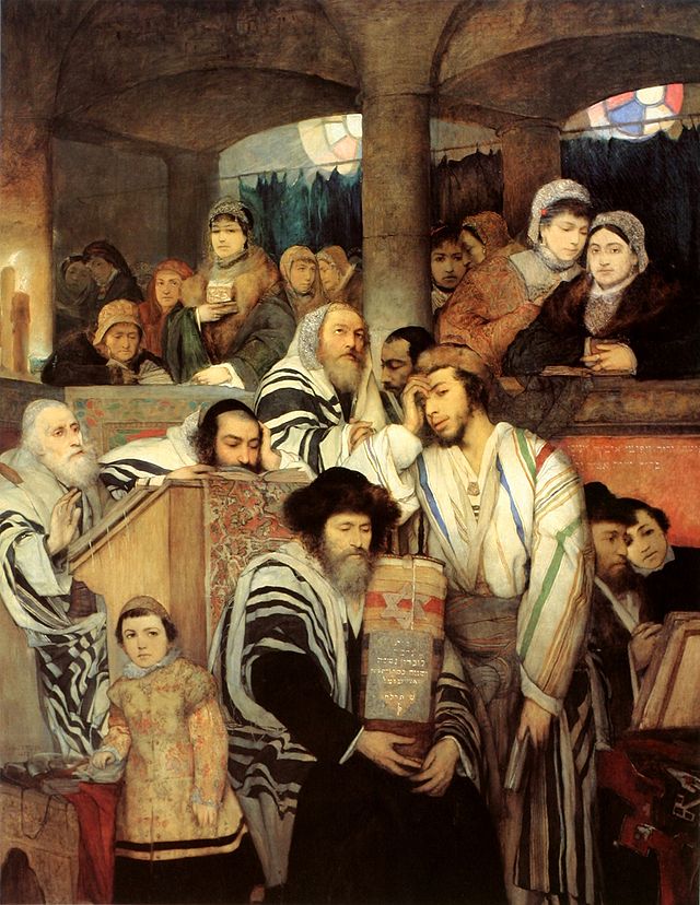 Мауриций Готлиб. Евреи молятся в синагоге на Йом-Кипур. Вена, 1878