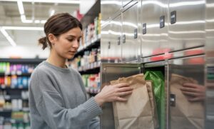 Дівчина біля камери зберігання