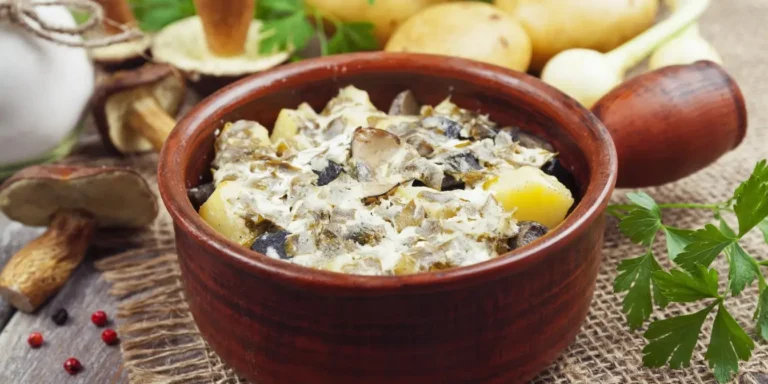 картошка с грибами и сметаной
