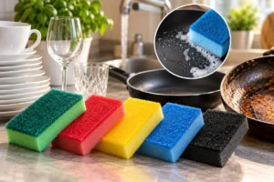 кухонные губки разных цветов