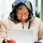 Літня жінка читає документ