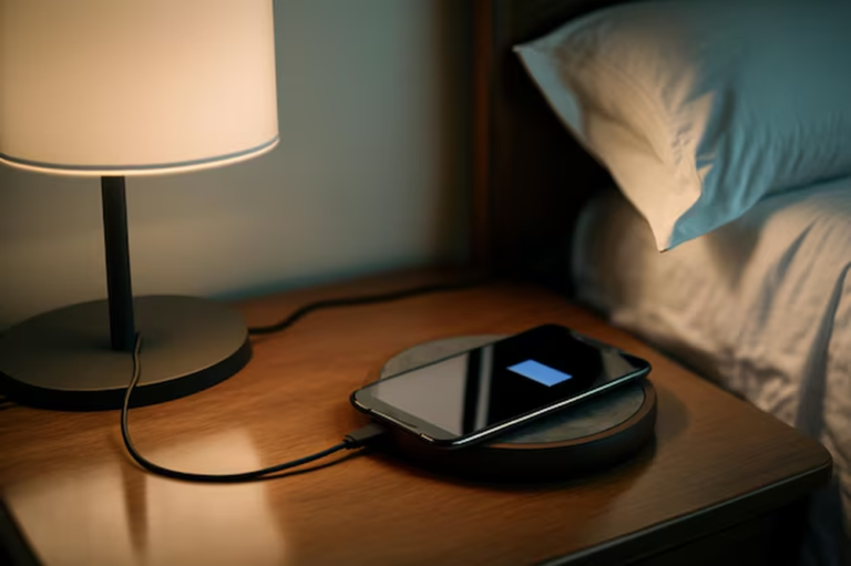мобыльный телефон возле кровати