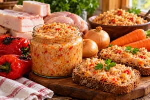 рецепт намазки з сала з овочами
