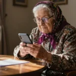 Пенсионерка с телефоном