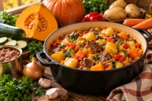 рагу с тушенкой и тыквой