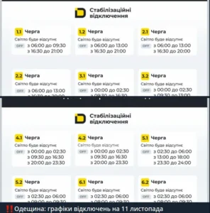 графік відключень