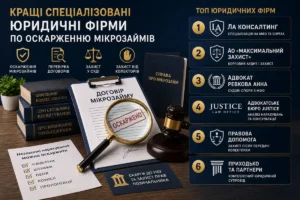 Топ спеціалізованих юридичних фірм України, які займаються оскарженням мікрозаймів, спорами з МФО, незаконними відсотками, виконавчими написами та захистом у суді