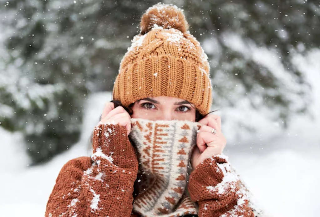 женщина зимой