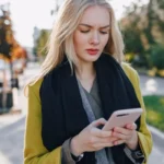 женщина с мобильным в руках