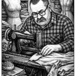 Мужчина и швейная машинка